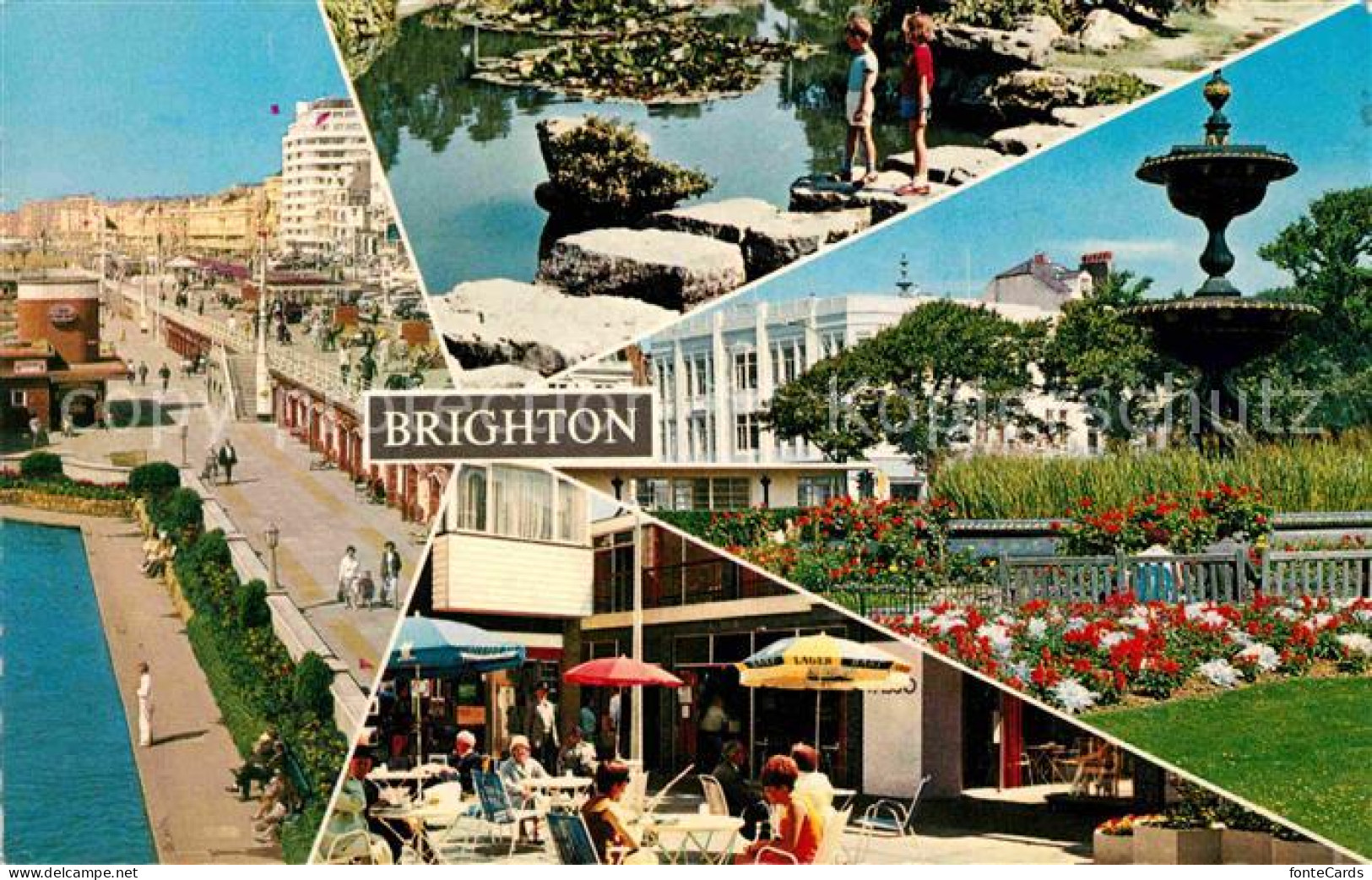 72649092 Brighton Hove Uferstrasse Strassencafe Park Brunnen Brighton And Hove - Autres & Non Classés