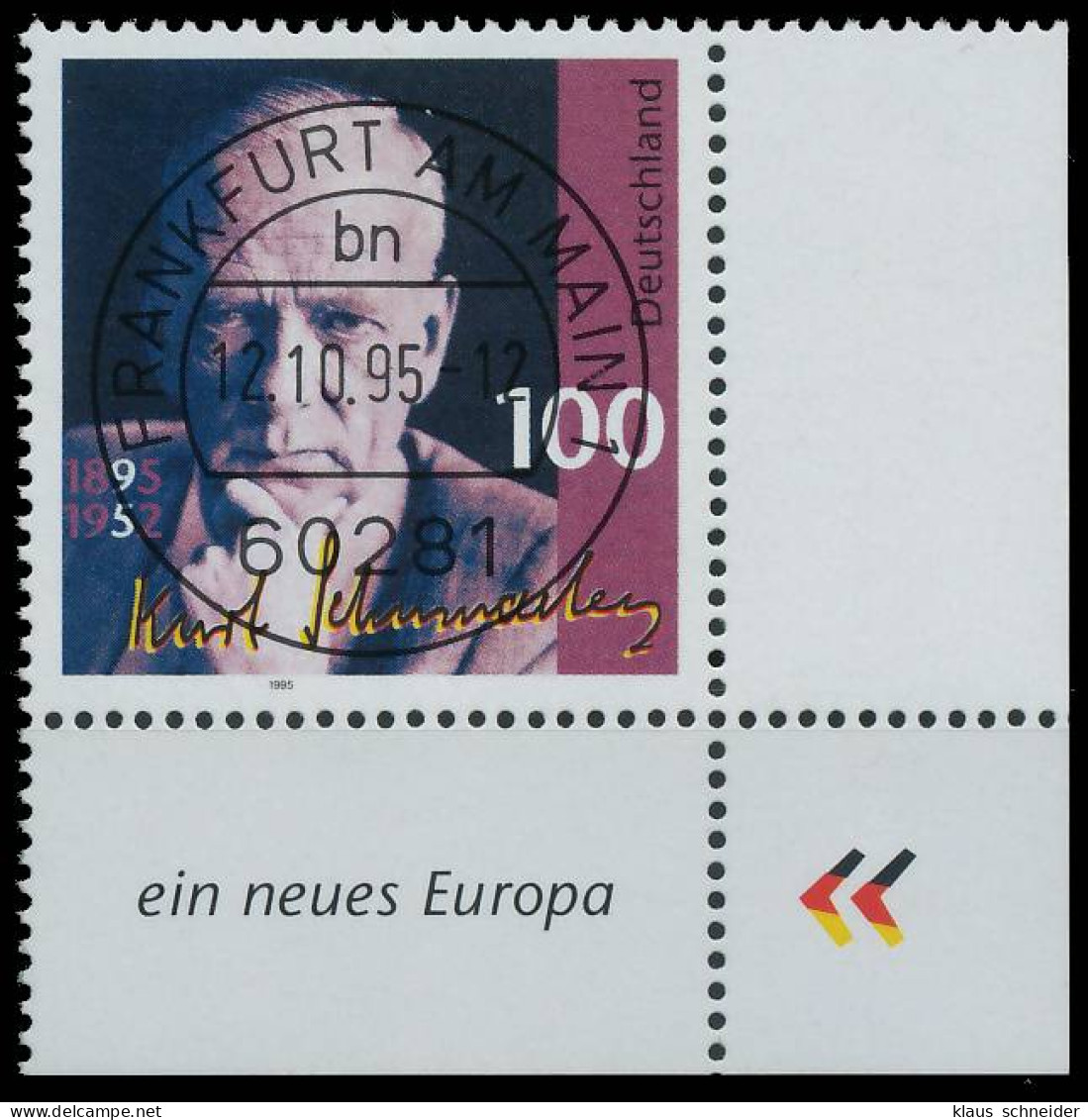 BRD BUND 1995 Nr 1824 Zentrisch Gestempelt ECKE-URE X56AE82 - Gebraucht