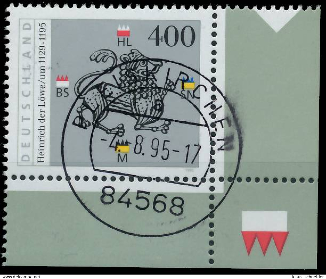 BRD BUND 1995 Nr 1805 Zentrisch Gestempelt ECKE-URE X56AFEE - Usati