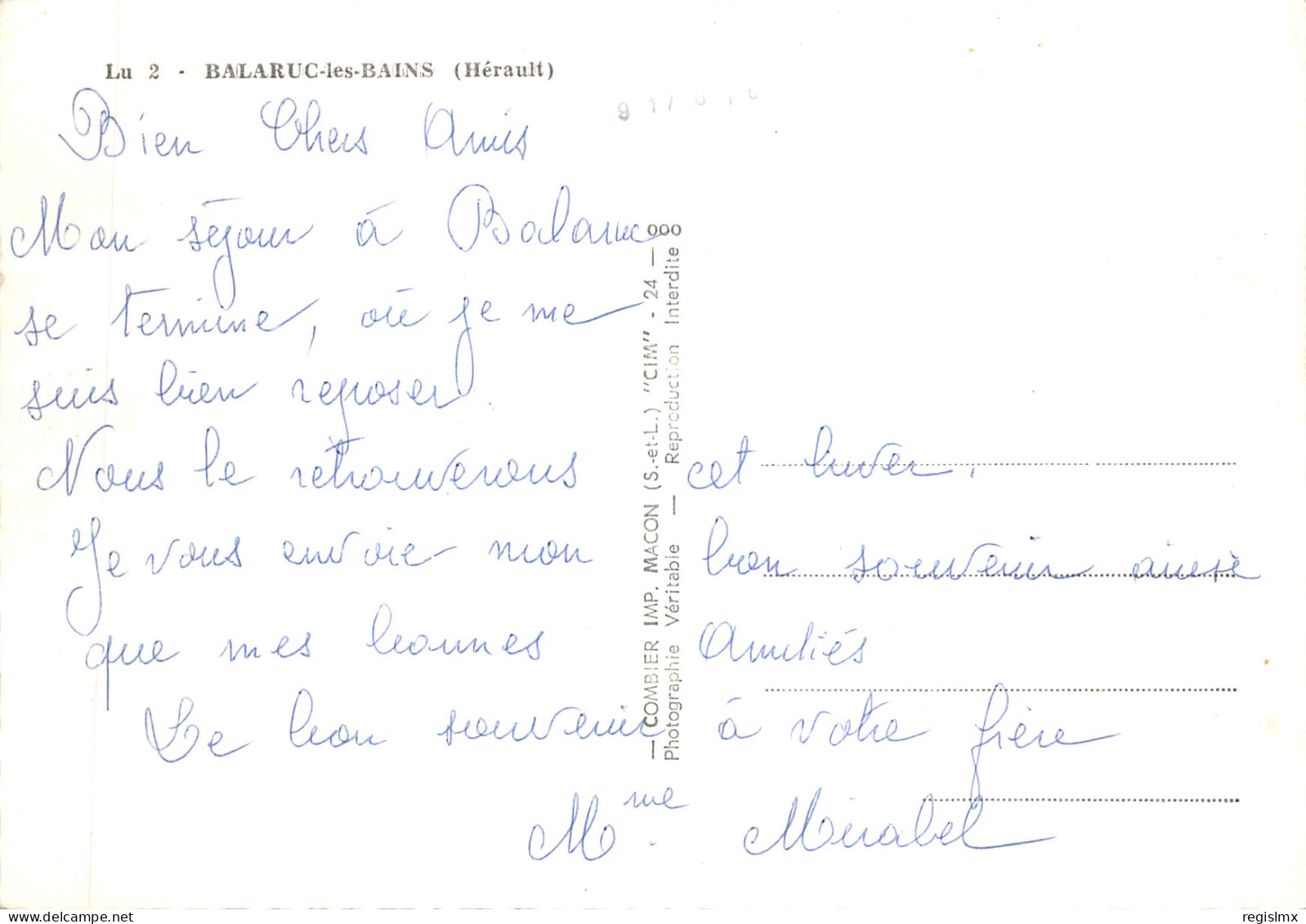 34-BALARUC LES BAINS-N°T568-C/0301 - Autres & Non Classés