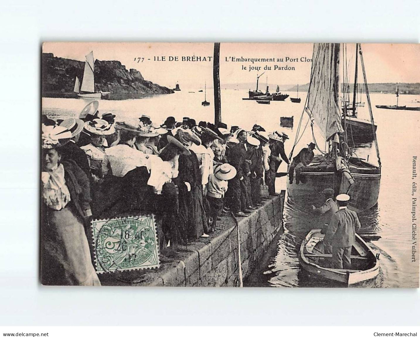 ILE DE BREHAT : L'Embarquement Au Port Clos Le Jour Du Pardon - Très Bon état - Ile De Bréhat