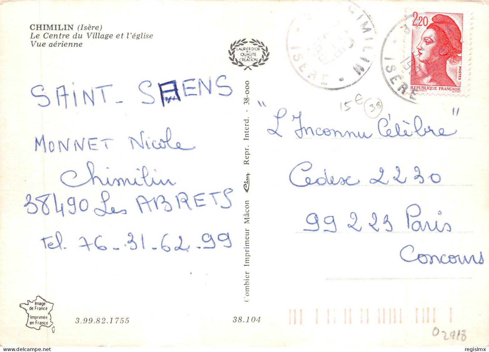 38-CHIMILIN-N°T569-C/0257 - Autres & Non Classés