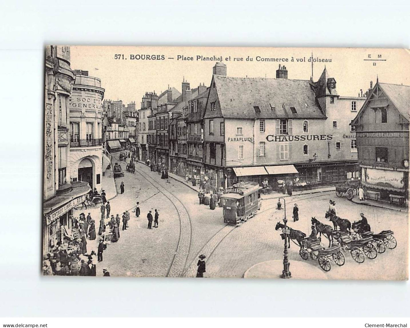 BOURGES : Place Planchat Et Rue Du Commerce à Vol D'oiseau - état - Bourges