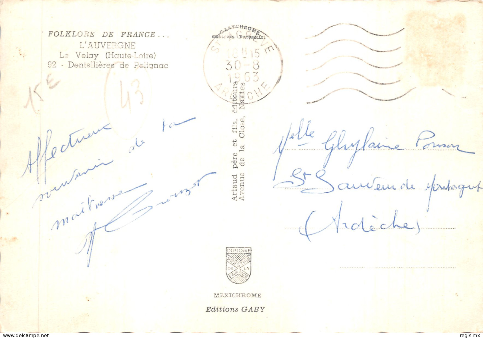 43-FOLKLORE AUVERGNAT-DENTELLIERES DE POLIGNAC-N°T570-B/0367 - Autres & Non Classés