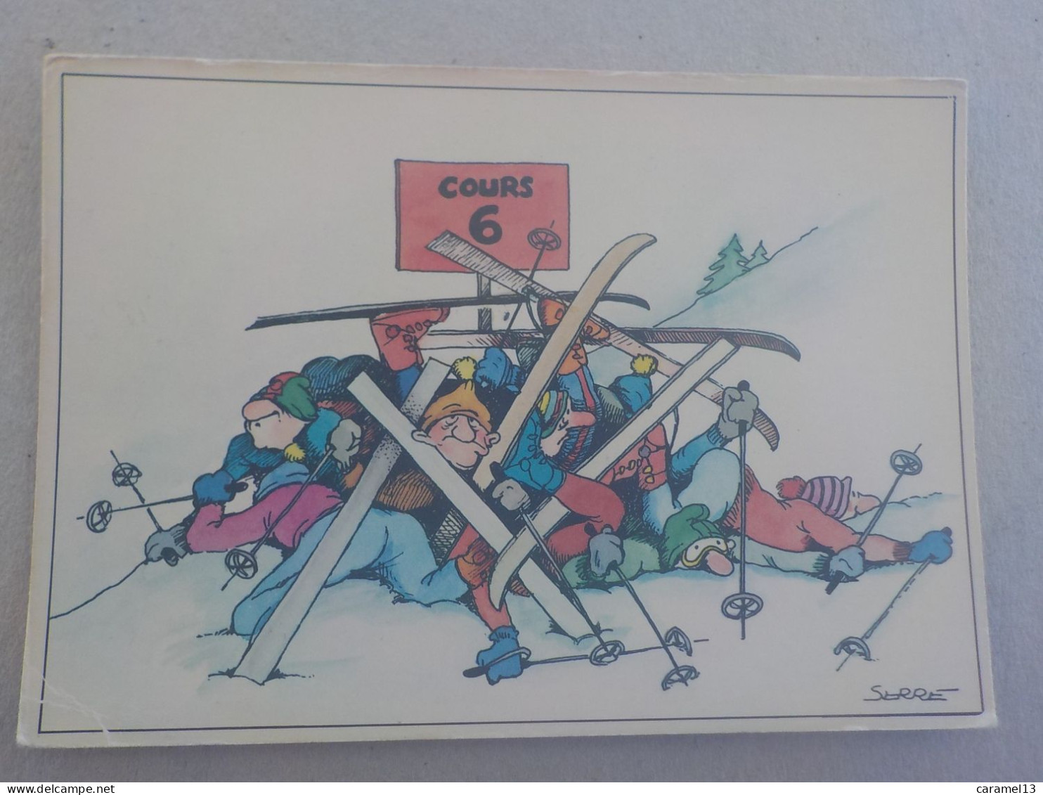 CPSM -  AU PLUS RAPIDE - CARTE HUMORISTIQUE - THEME :  SPORT D HIVER SKI  -   VOYAGEE TIMBREE - Humour