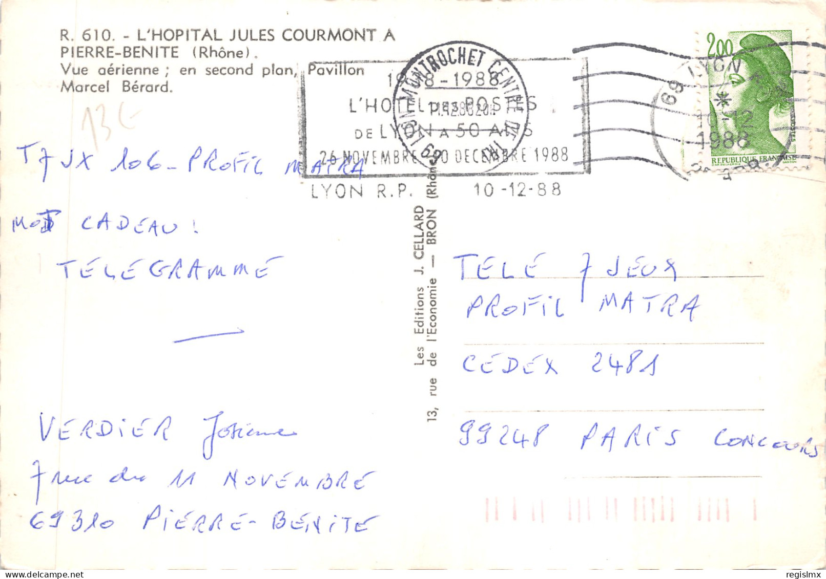 69-PIERRE BENITE-L HOPITAL JULES COURMONT-N°T572-D/0003 - Autres & Non Classés