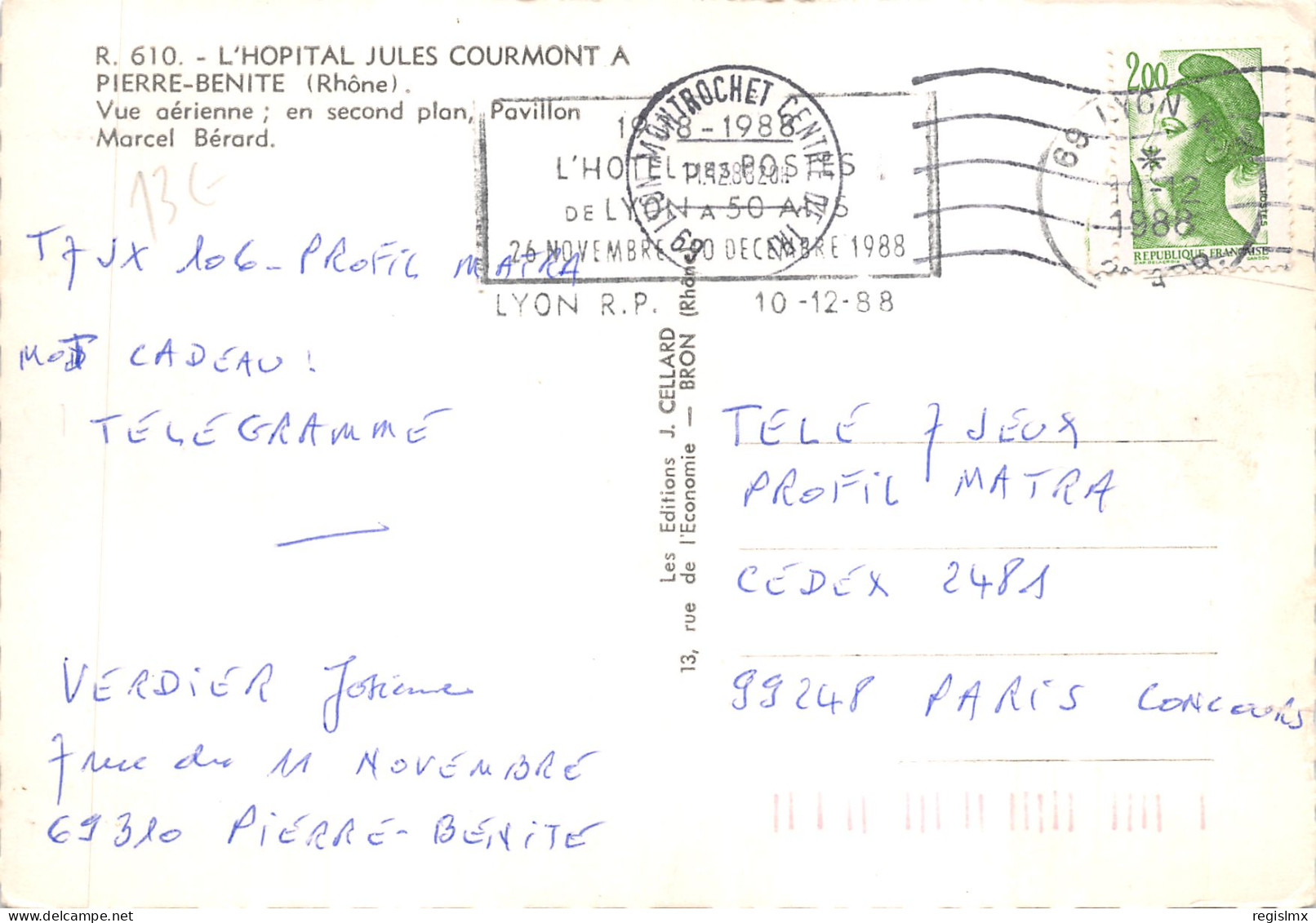 69-PIERRE BENITE-L HOPITAL JULES COURMONT-N°T572-D/0003 - Andere & Zonder Classificatie