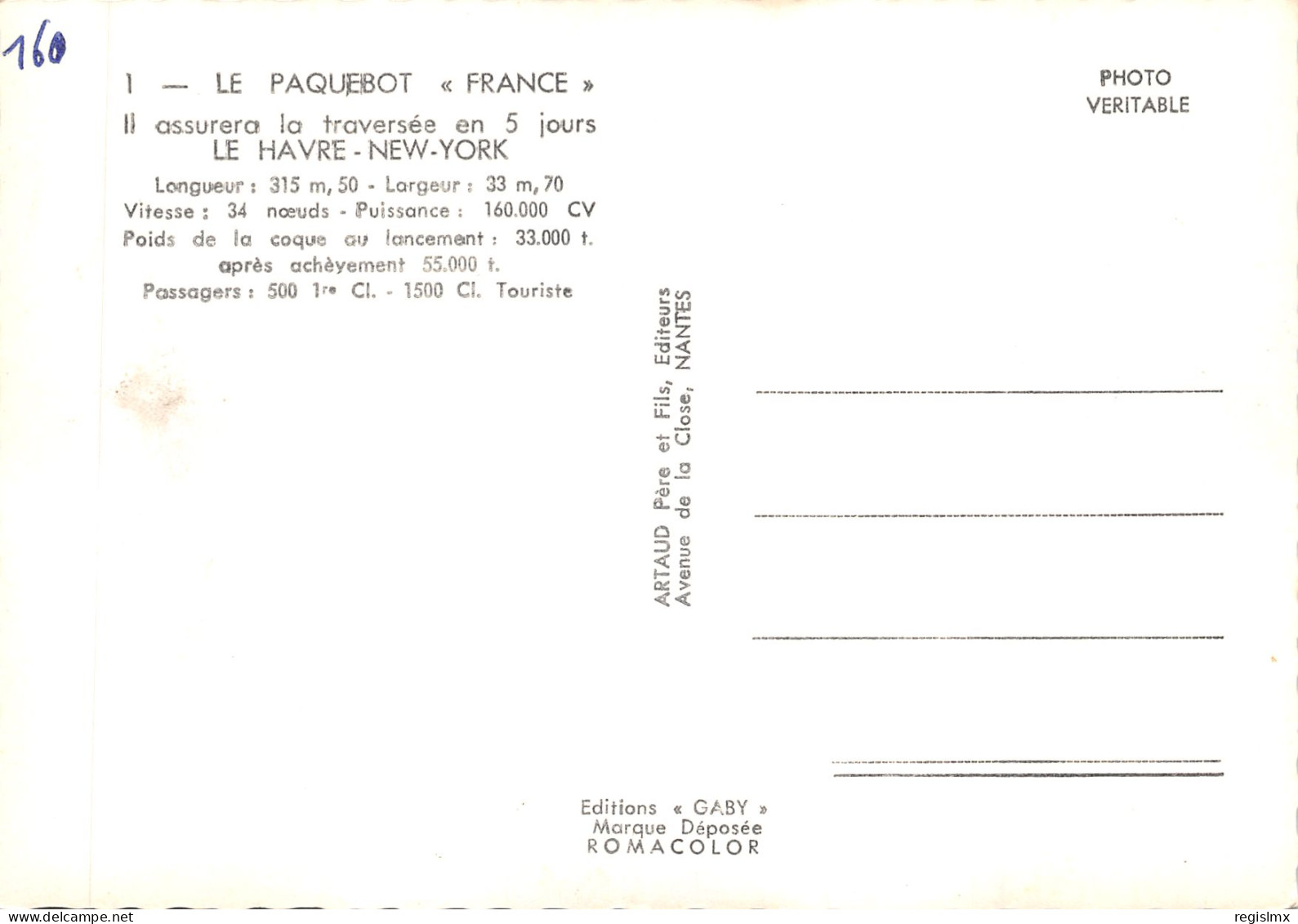 76-LE HAVRE-PAQUEBOT France-N°T573-C/0341 - Unclassified