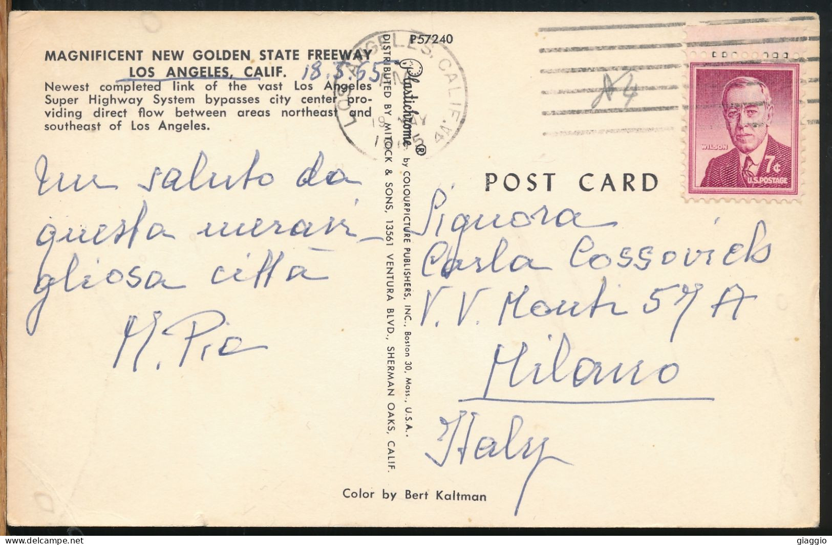 °°° 30969 - USA - CA - LOS ANGELES - NEW GOLDEN STATE FREEWAY - 1965 With Stamps °°° - Los Angeles