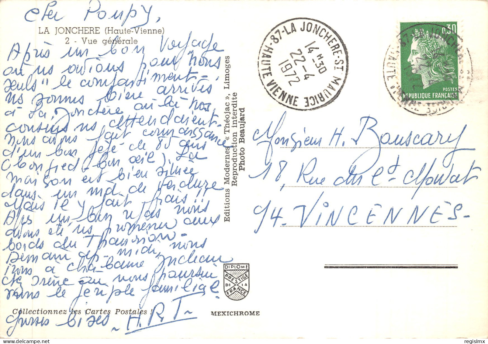 87-LA JONCHERE-N°T574-D/0105 - Other & Unclassified