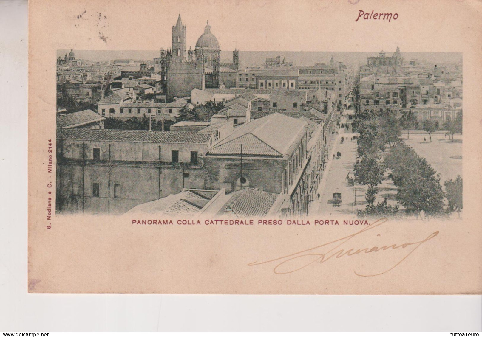 PALERMO  PANORAMA COLLA CATTEDRALE PRESO DALLA PORTA NUOVA VG  1901 - Palermo