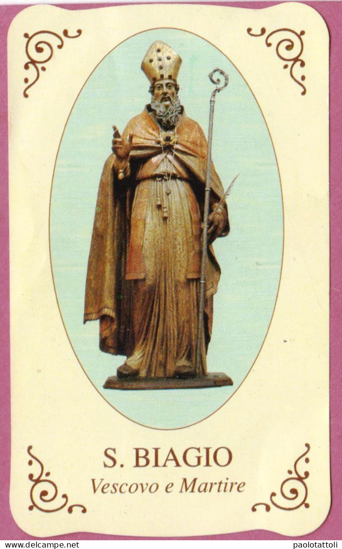 Holy Card, Santino- S. Biagio. Vescovo E Martire- Ed. Cntrostampa Terlizzi - 105x 63mm - Images Religieuses