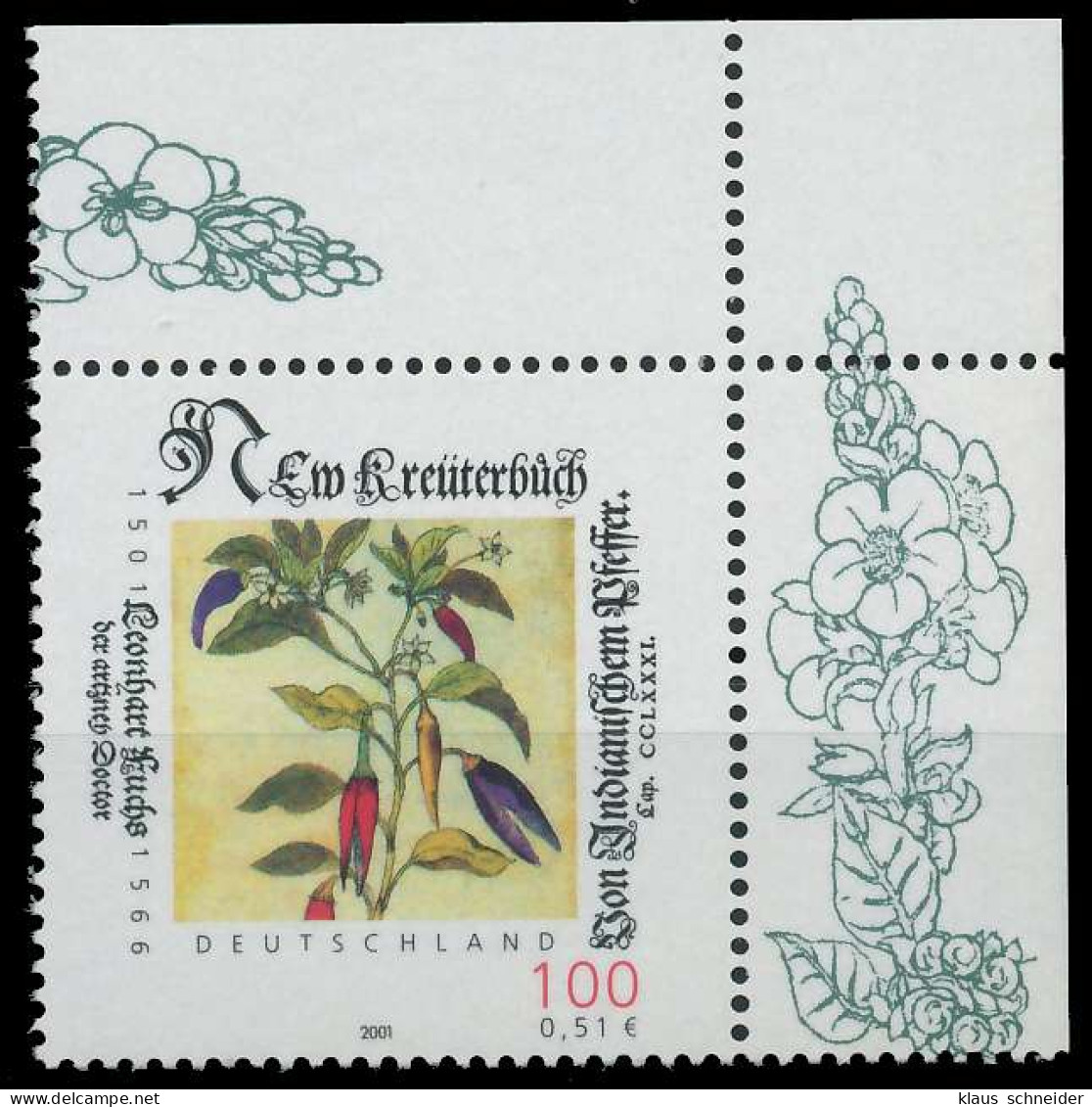 BRD BUND 2001 Nr 2161 Postfrisch ECKE-ORE X60EBDA - Unused Stamps
