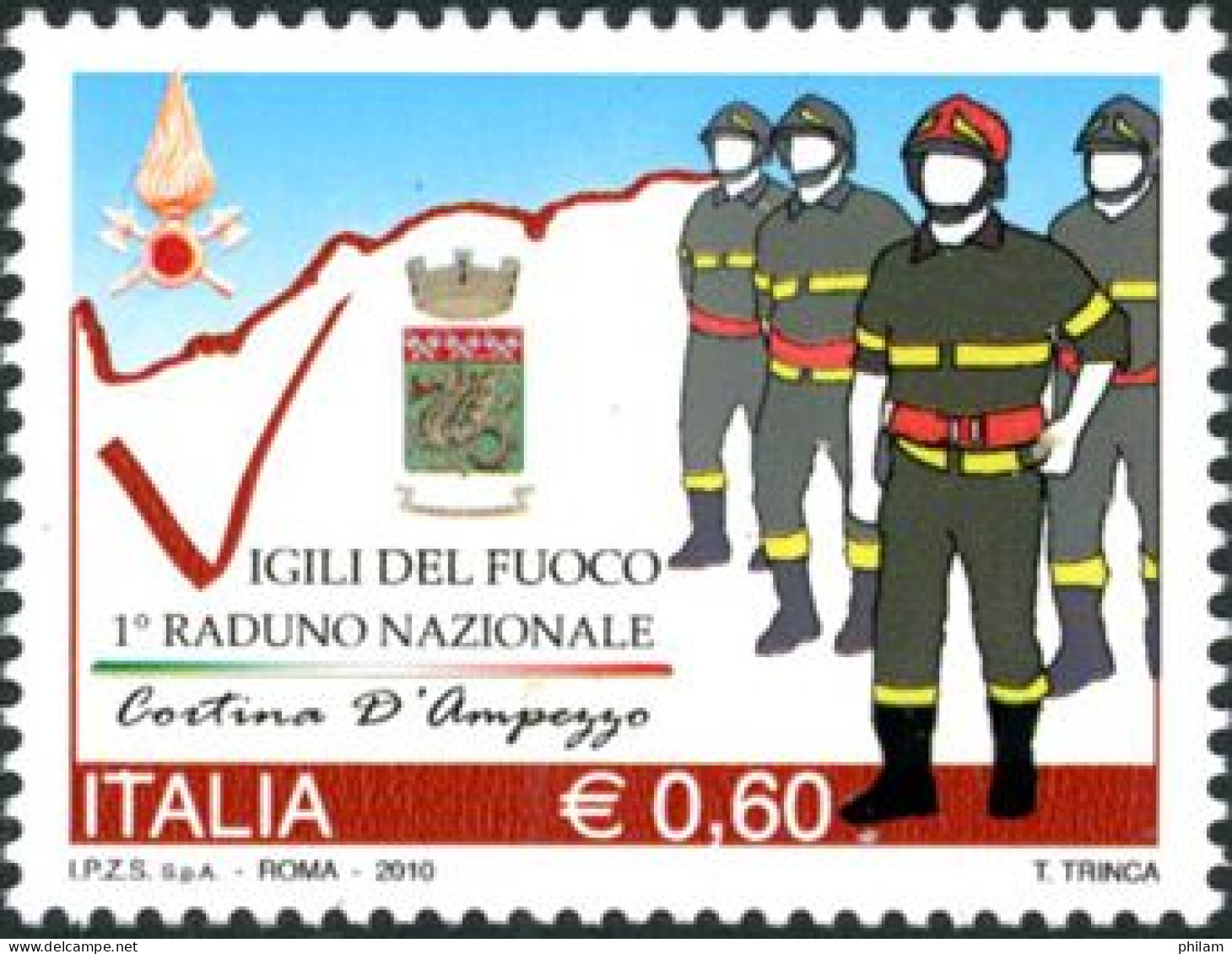 ITALIE 2010-Première Réunion Nationale De Pompiers-1 V. - 2001-10: Mint/hinged