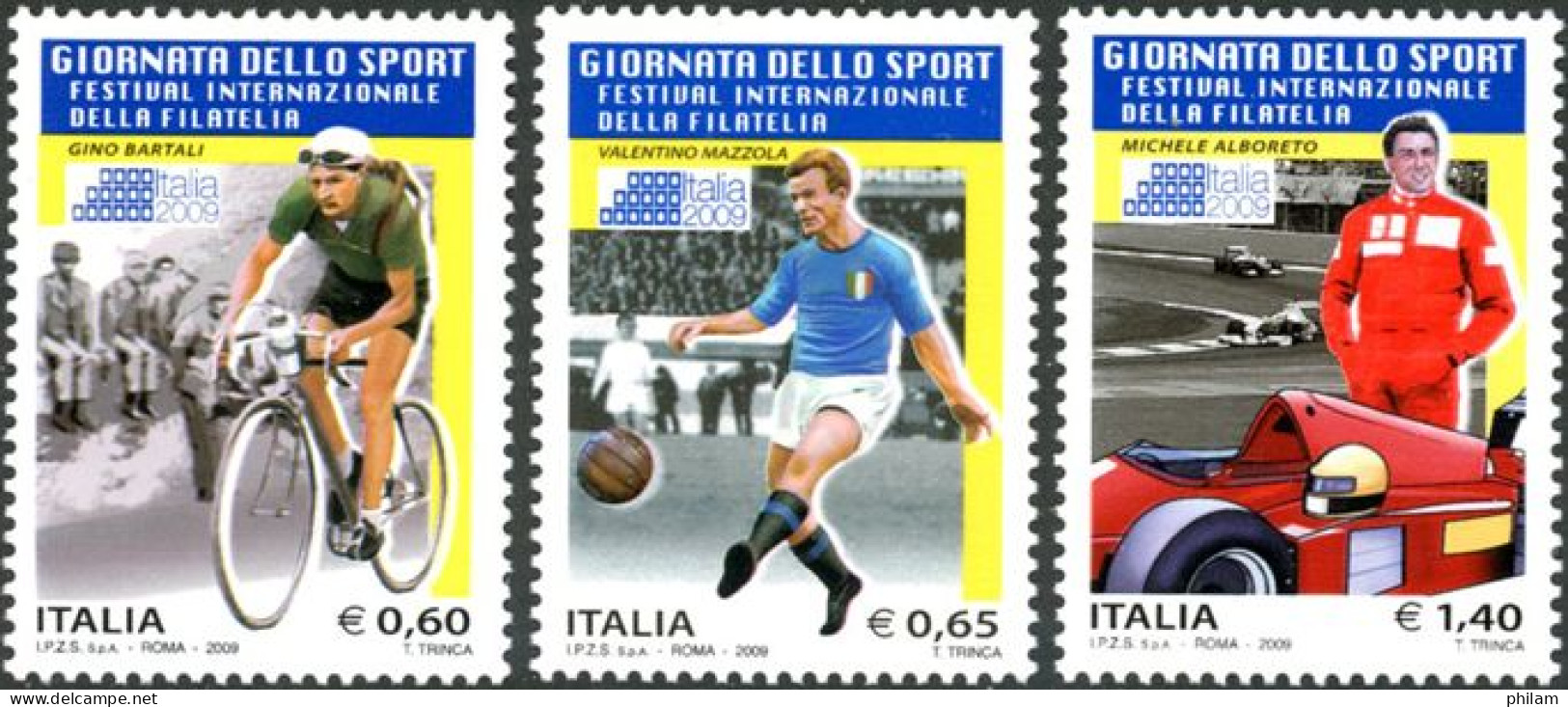 ITALIE 2009-Journée Du Sport-F1-cyclisme-football-3 V. - 2001-10: Nieuw/plakker