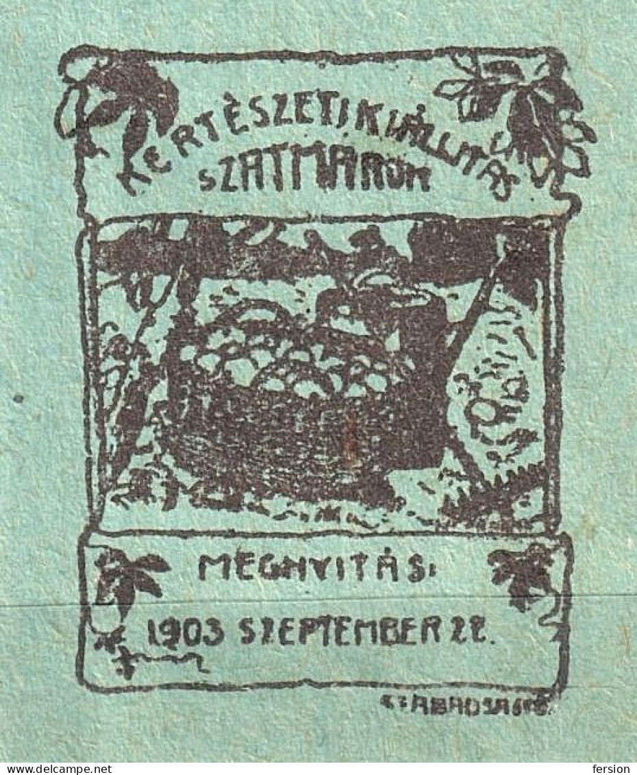 Szatmárnémeti Szatmár Satu Mare ROMANIA HUNGARY 1903 Transylvania Horticultural Exhibition APPLE Fruit AGRICULTURE - Autres & Non Classés