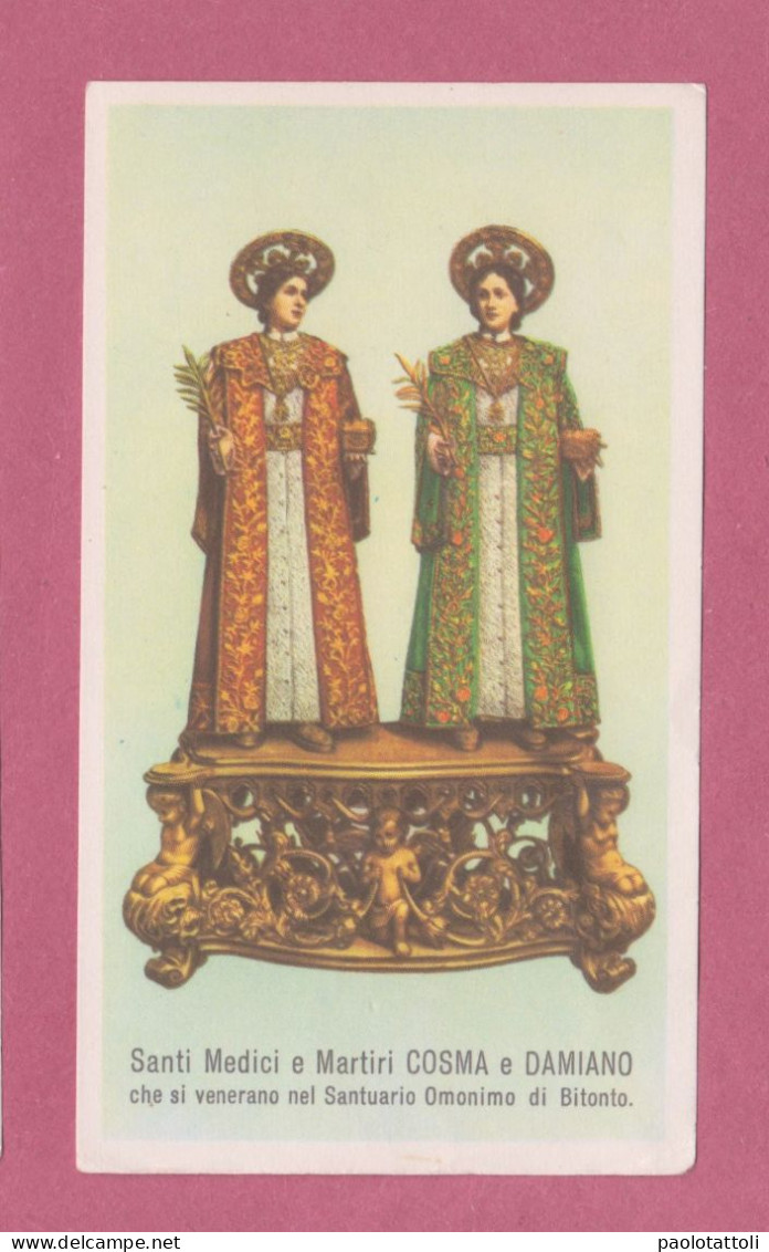 Holy Card, Santino- Santi Cosma E Damiano Che Si Venerano Nel Santuario Omonimo Di Bitonto- Ed.AR N° 01588 - Devotion Images