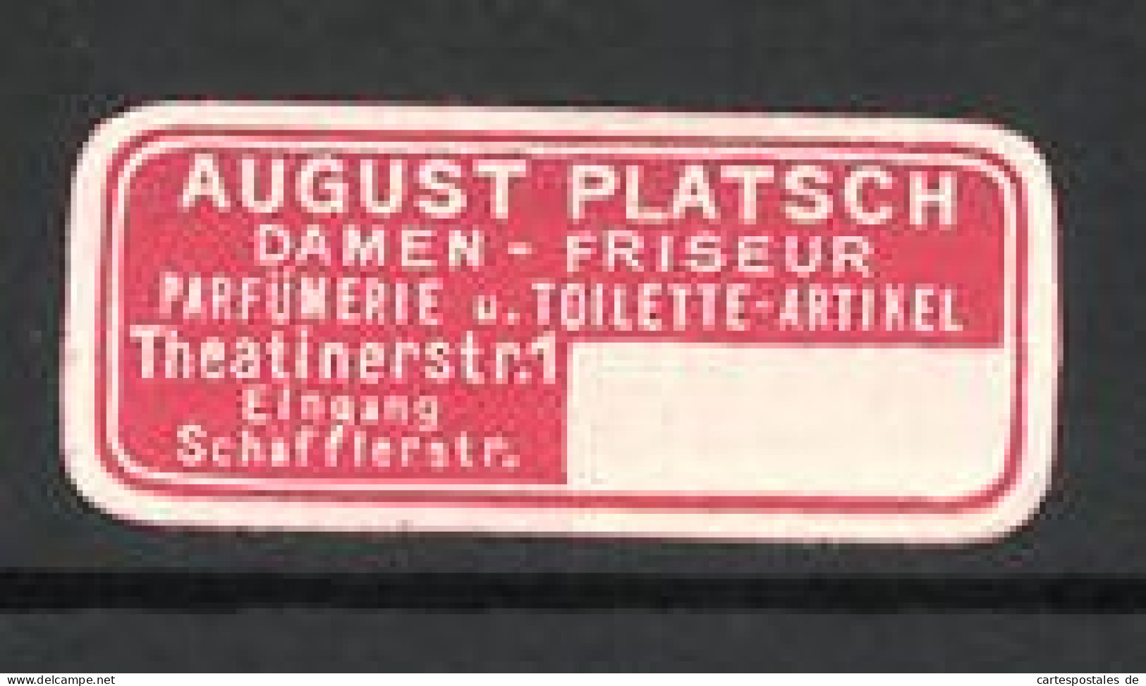 Reklamemarke Damen-Friseur August Platsch  - Erinnofilie