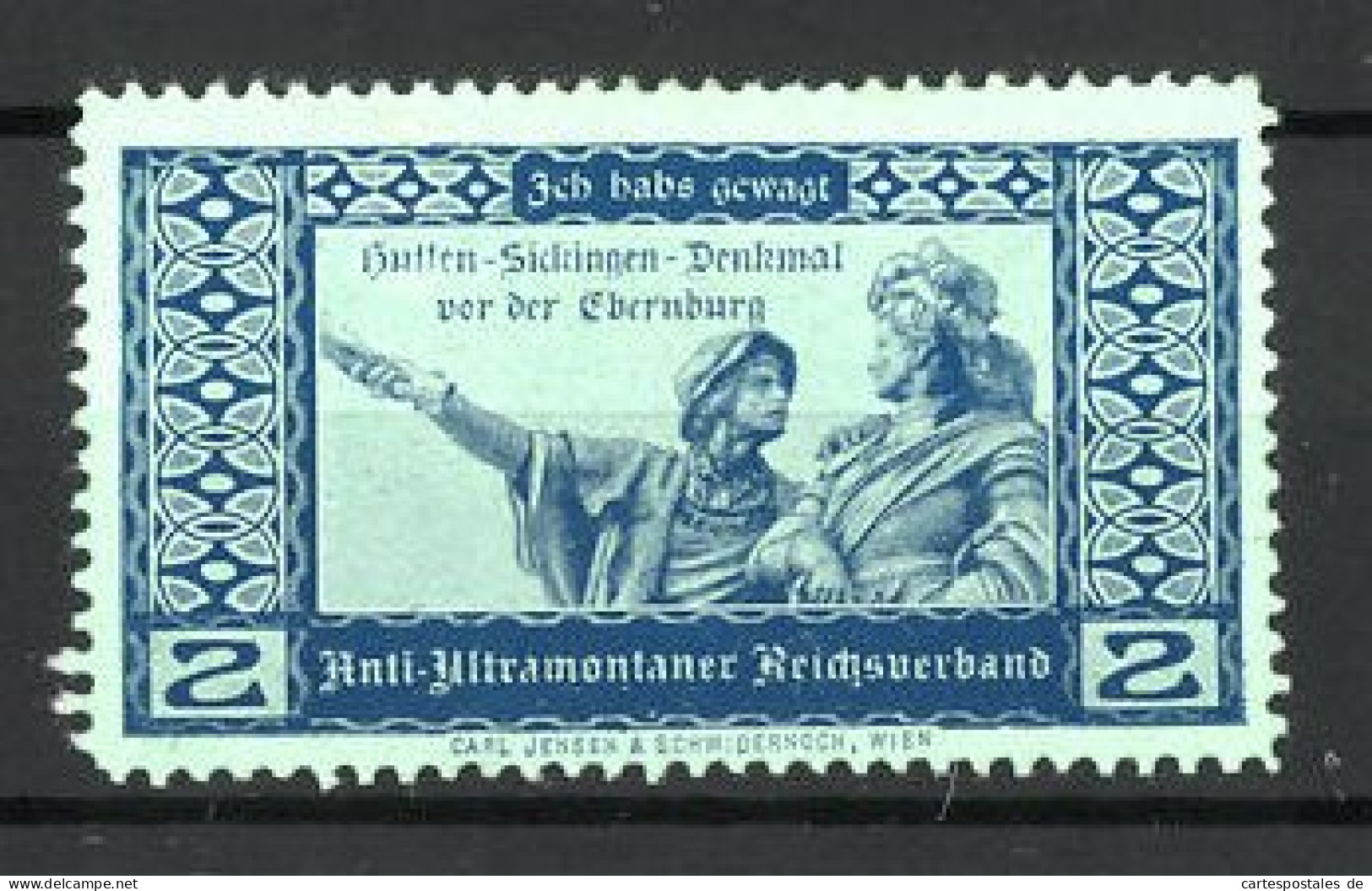 Reklamemarke Hutten-Sickingen-Denkmal Vor Der Ebernburg, Blau  - Erinnofilie