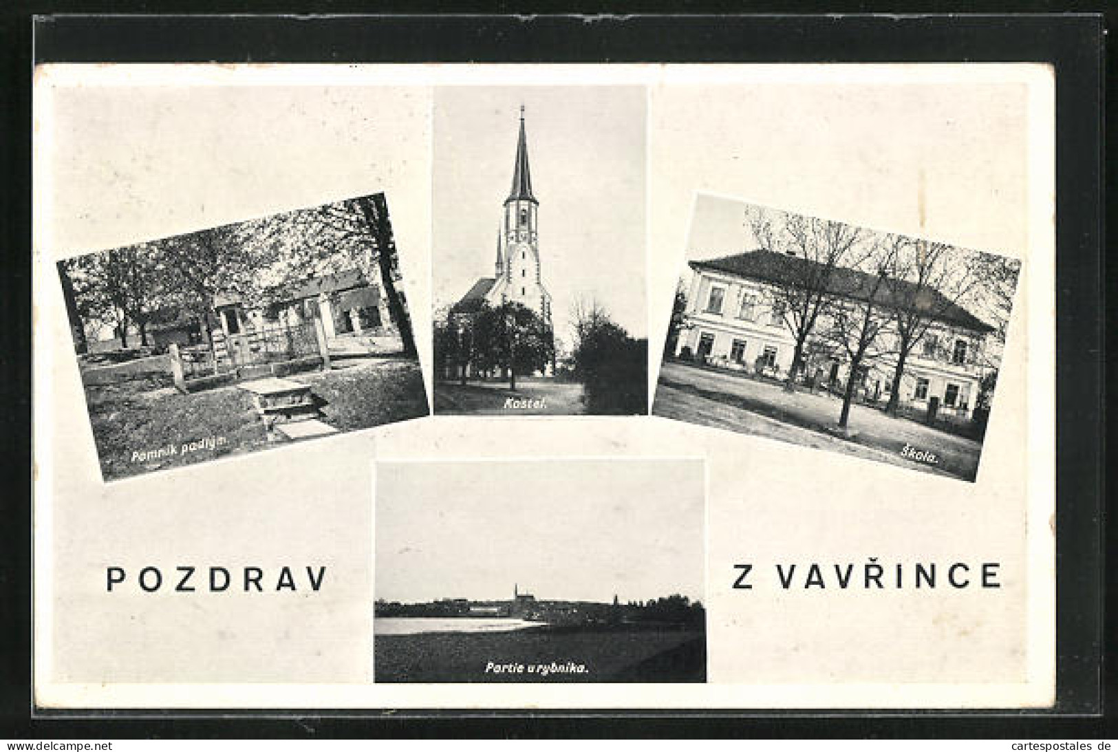 AK Vavrinec, Kostel, Pomník Padlym, Skola  - Tchéquie