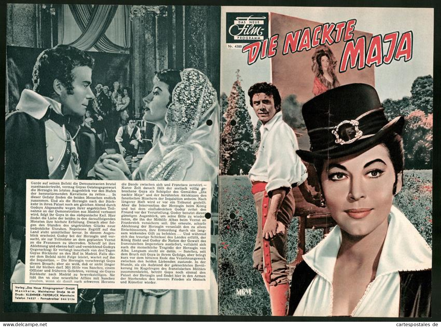 Filmprogramm DNF Nr. 4388, Die Nackte Maja, Ava Gardner, Anthony Franciosa, Regie: Henry Koster  - Revistas