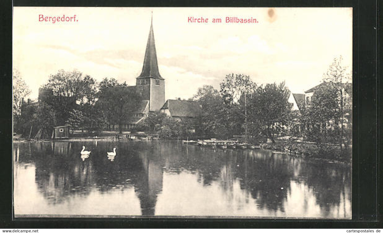 AK Hamburg-Bergedorf, Kirche Am Billbassin Mit Booten  - Bergedorf