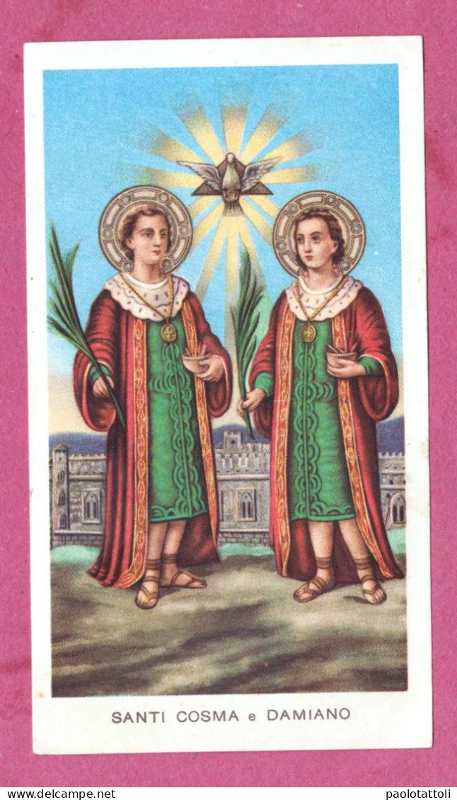 Santino. Holy Card- Santi Cosma E Damiano. Imprimatur 14.aprile. 1906- Ed. GMi N° 51- Dim. 104x 58mm - Devotion Images