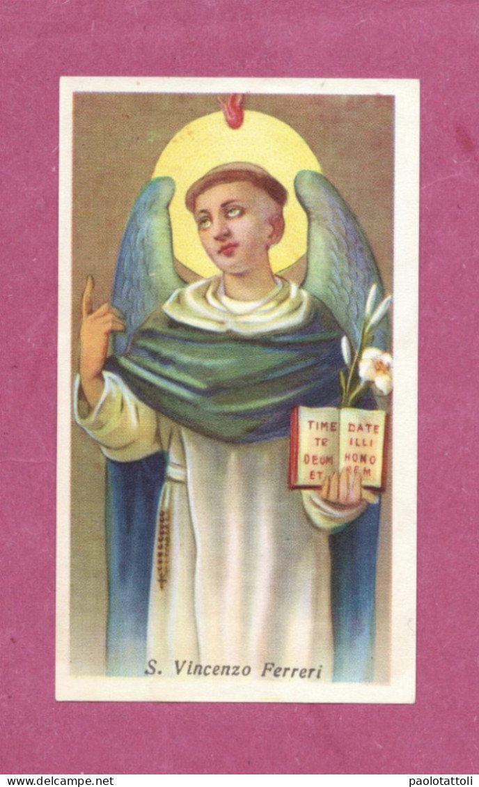 Santino. Holy Crad- S. Vincenzo Ferreri. Imprimatur 18.agosto.1898. Ed. NG Dep 3025- - Devotion Images