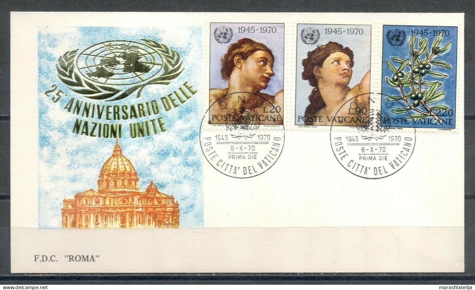 Vatican 1970, United Nations Organisation Anniversary, FDC - Sonstige & Ohne Zuordnung