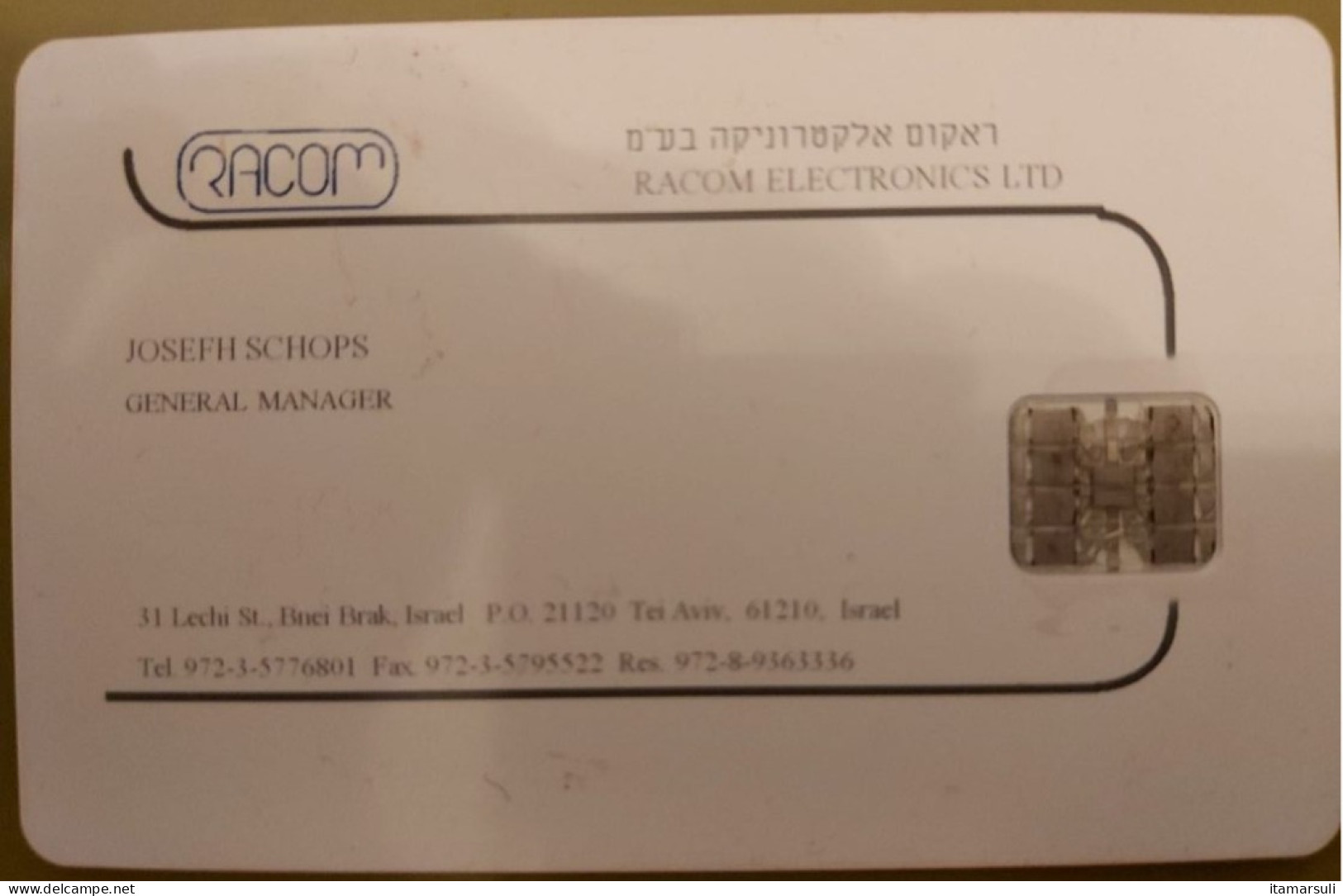 ISRAEL - RACOM Electronics, Private Business Card Of General Manager Josef Schops, Chip Schlumberger, Rare - Israel