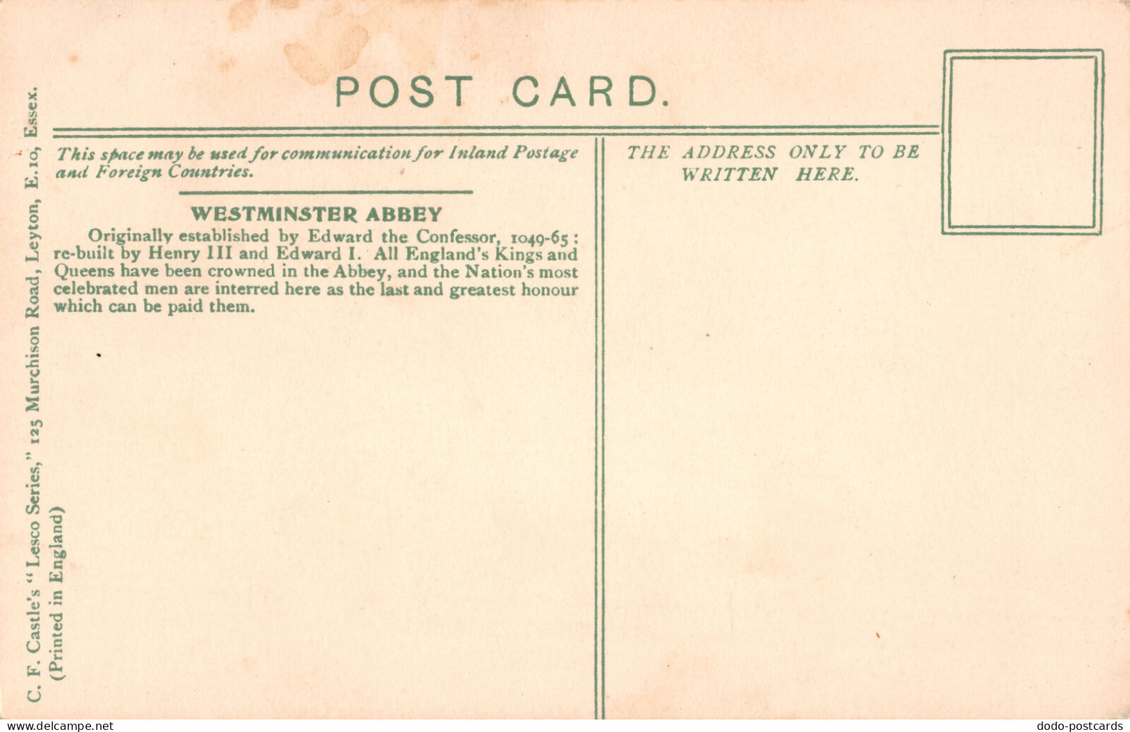 R299494 London. Westminster Abbey. West Front. C. F. Castle. Lesco Series - Other & Unclassified