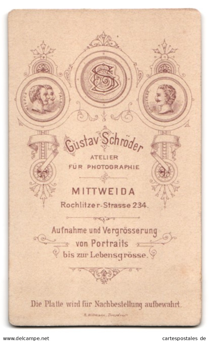 Fotografie Gustav Schröder, Mittweida, Rochlitzer-Strasse 234, Junge Frau Im Portrait  - Anonymous Persons