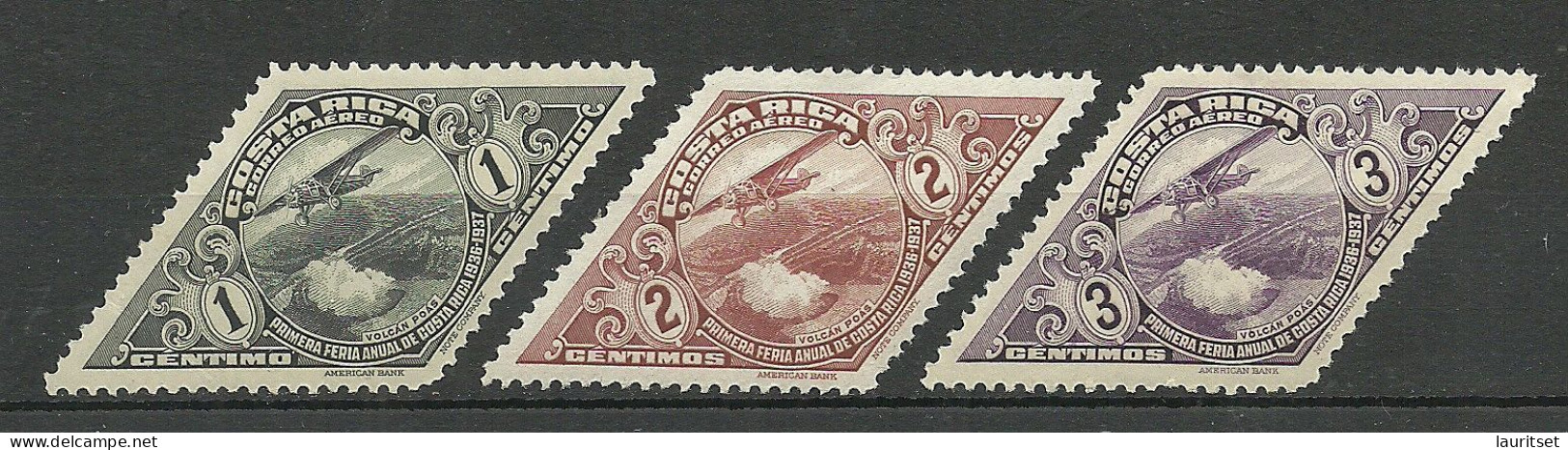 COSTA RICA 1937 Flugzeuge Air Mail Michel 195 - 197 MNH/MH - Avions