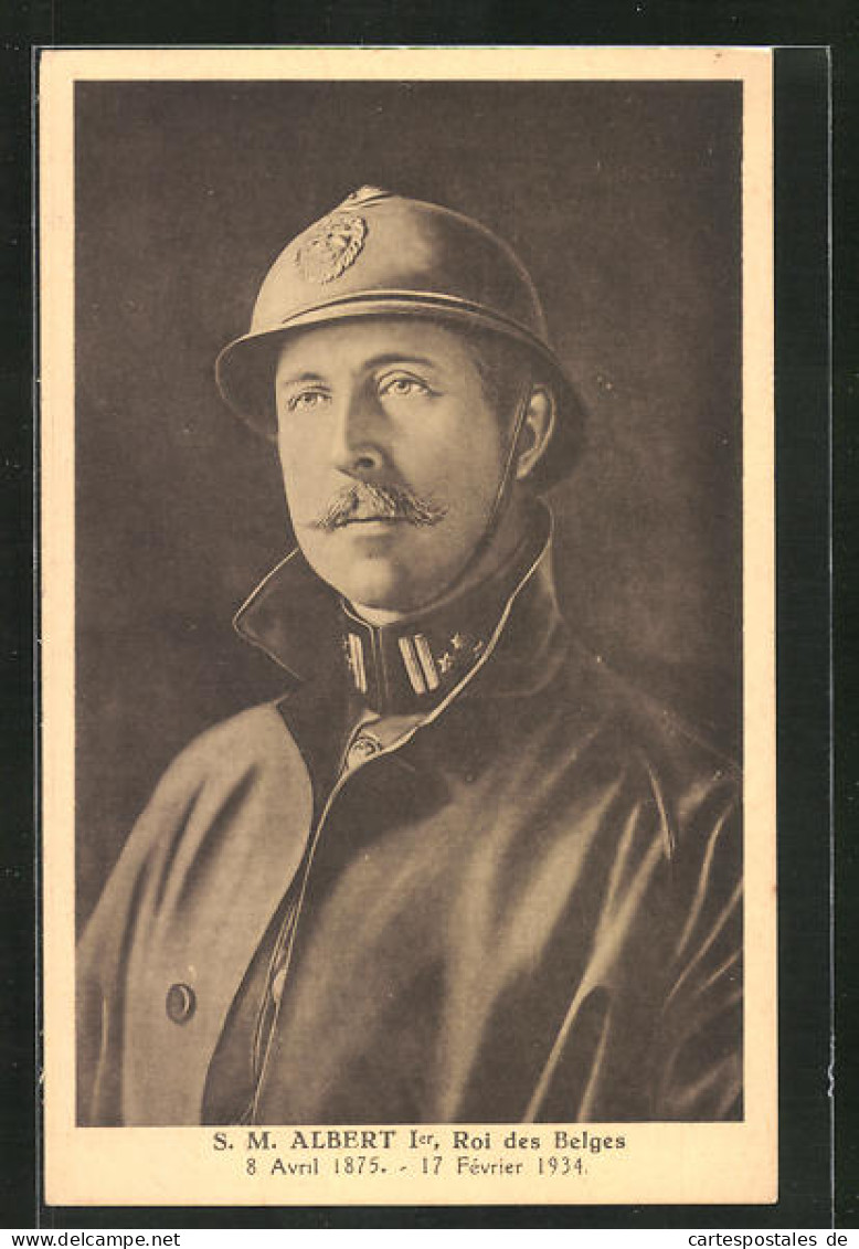 AK S.M. Albert I., Roi Des Belges, König Albert Von Belgien Mit Stahlhelm  - Royal Families