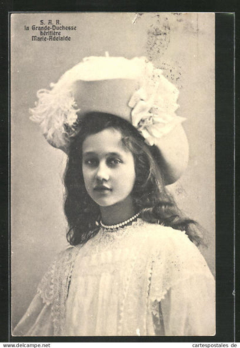 AK La Grande-Duchesse Héritière Marie-Adelaide, Adel Von Luxemburg  - Königshäuser