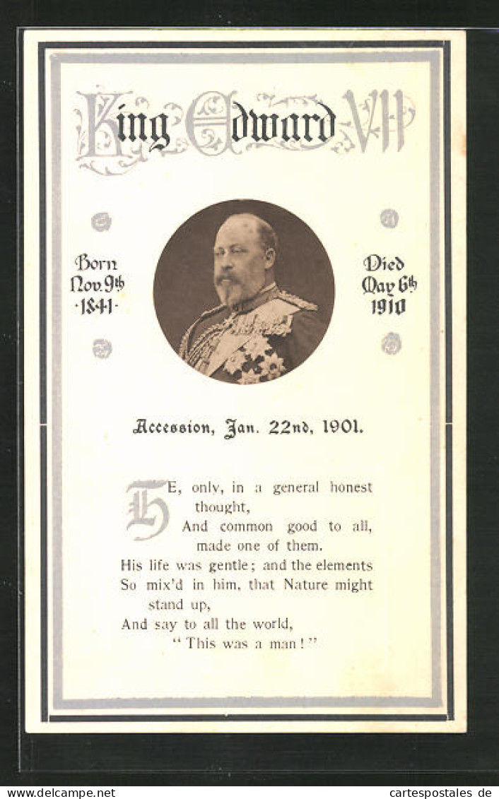Pc König Edward VII. Von England, Gestorben Am 6.5.1910  - Case Reali