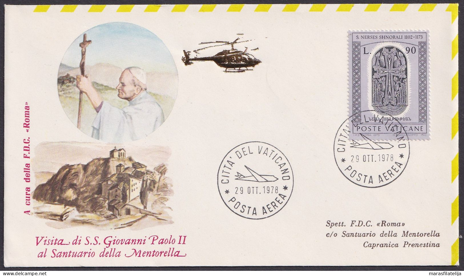 Vatican 1978, Pope Paul John II Visit Santuario Della Mentorella, Special Cover - Altri & Non Classificati