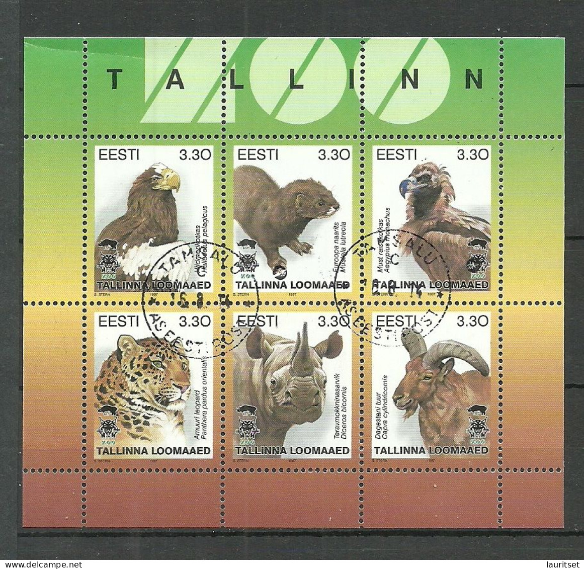 Estland Estonia Estonie 1997 Miichel 294 - 299 Kleinbogen Tallinn Tiergarten Reval Zoo O TAMSALU - Estland