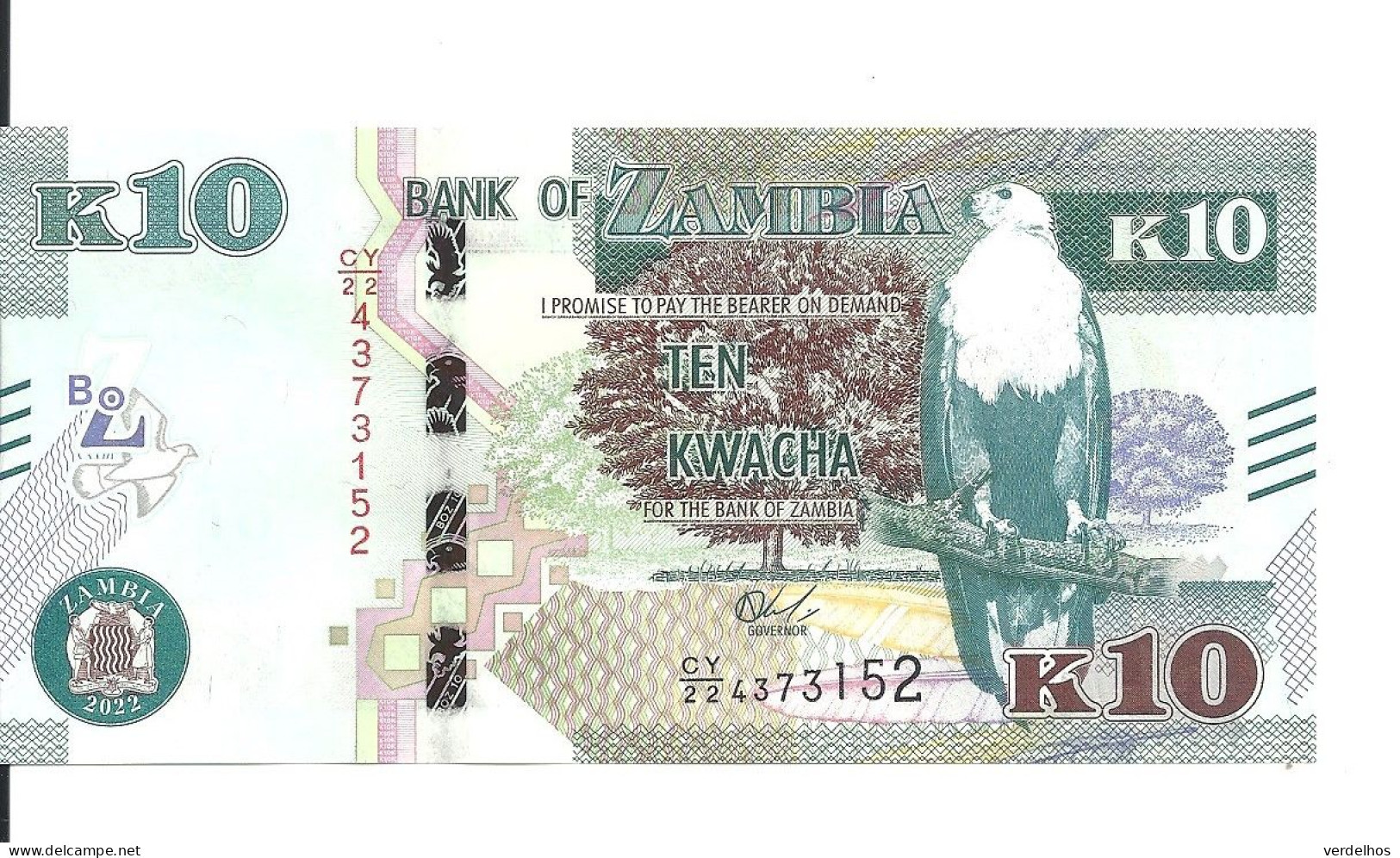 ZAMBIE 10 KWACHA 2022 UNC P 58 D - Zambia