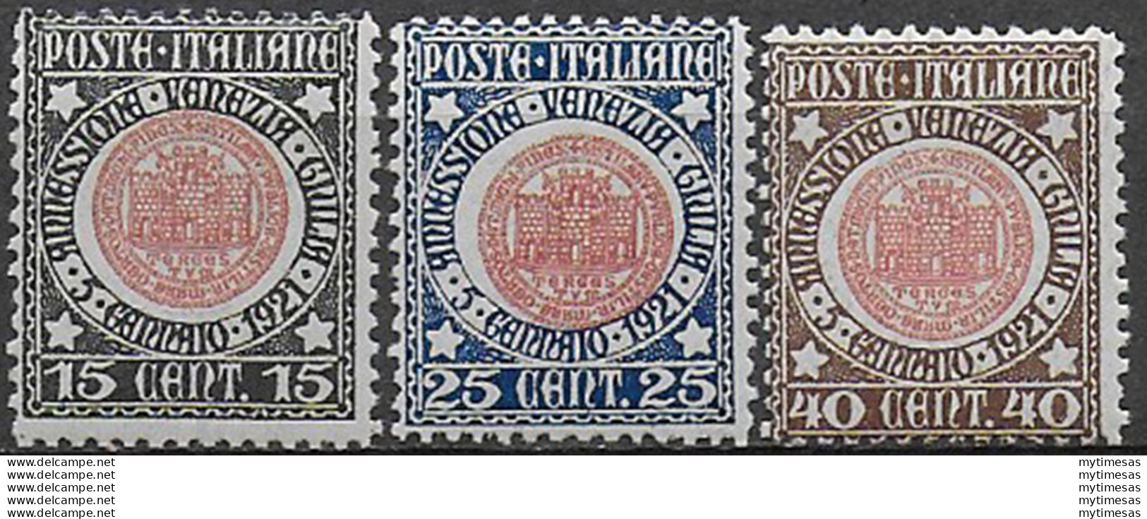 1921 Italia Venezia Giulia 3v. MNH Sassone N. 113/15 - Sonstige & Ohne Zuordnung