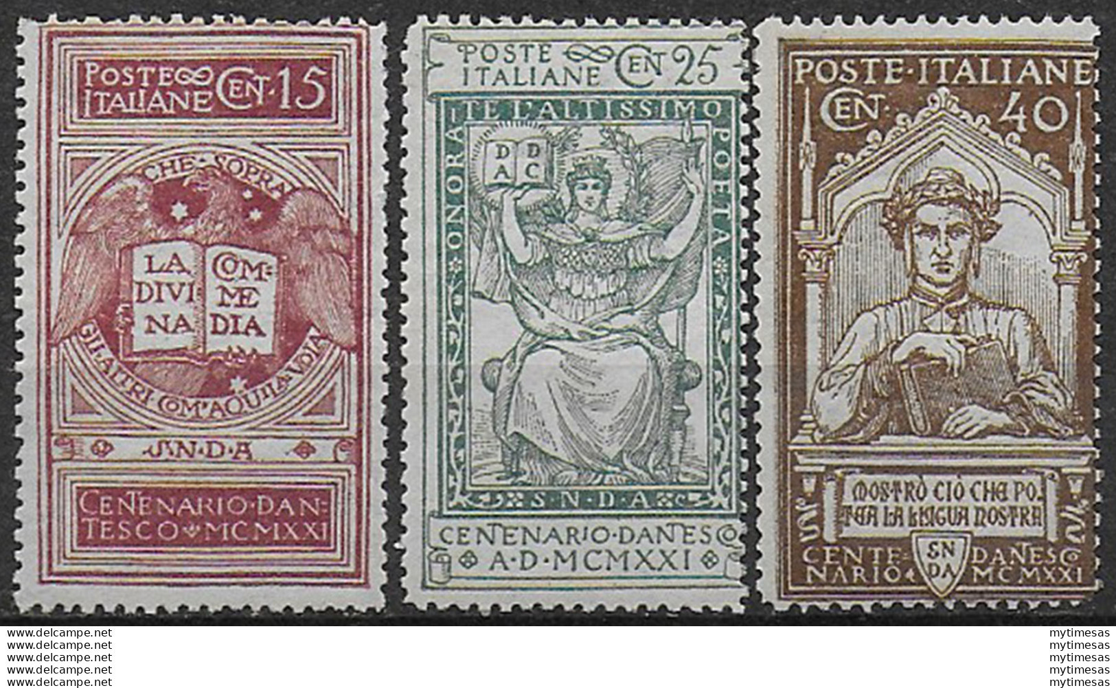 1921 Italia Dante Alighieri 3v. Mc MNH Sassone N. 116/18 - Autres & Non Classés