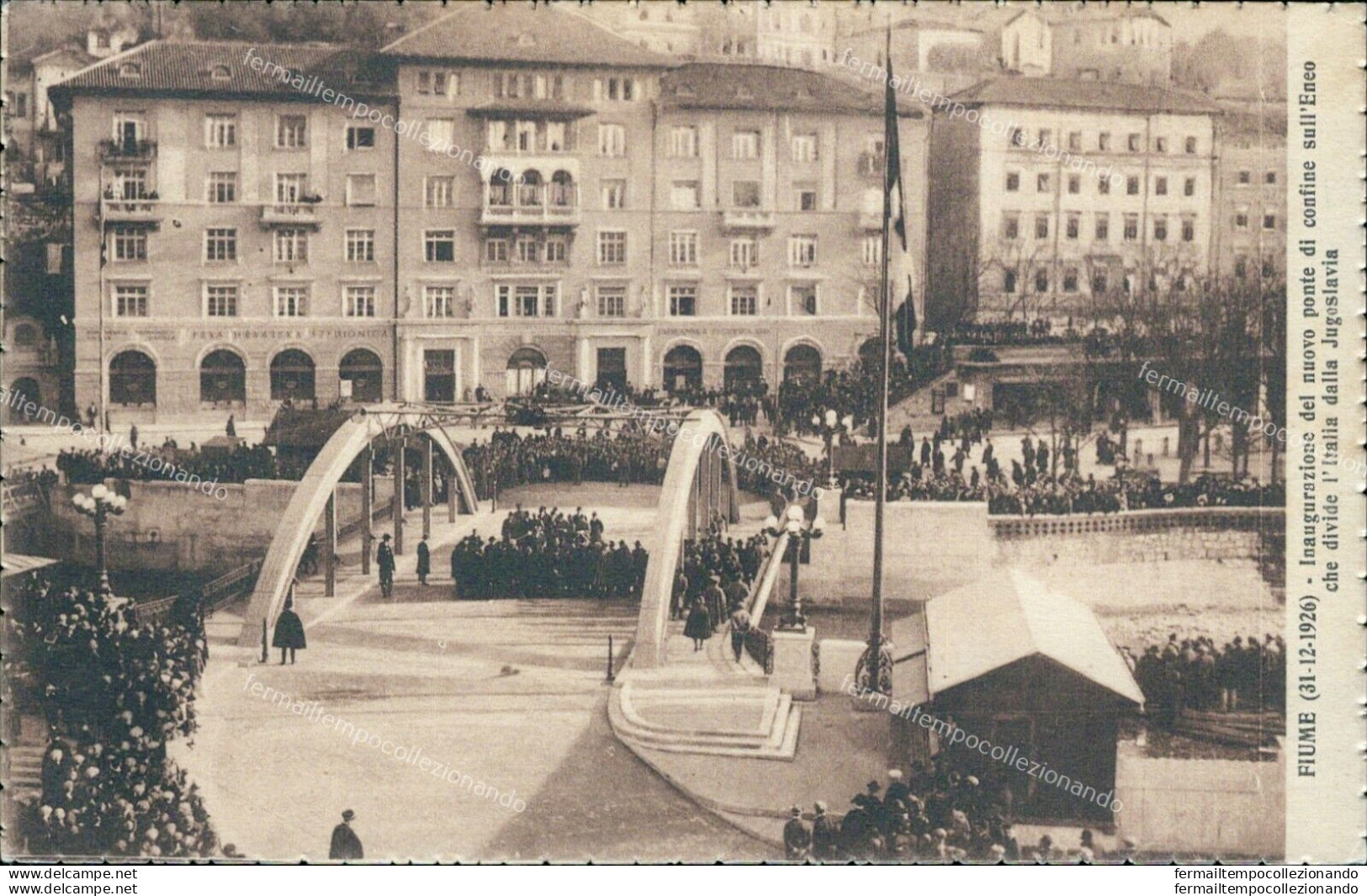 Aq283 Cartolina Fiume Inaugurazione Del Nuovo Ponte Di Confine Sull'eneo Croazia - Otros & Sin Clasificación