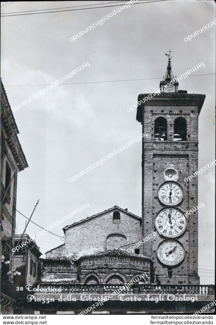 At449 Cartolina Tolentino Piazza Della Liberta' Torre Degli Orologi Macerata - Macerata