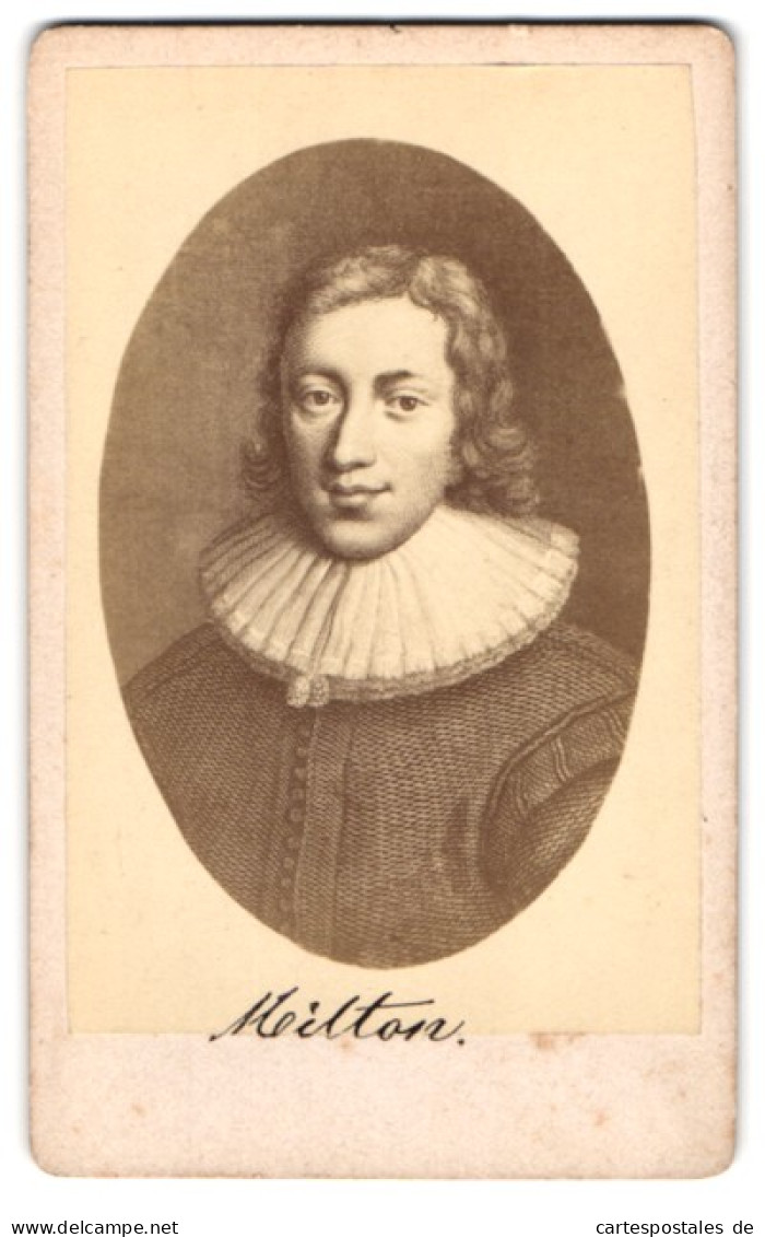 Fotografie Dichter John Milton Im Portrait  - Célébrités