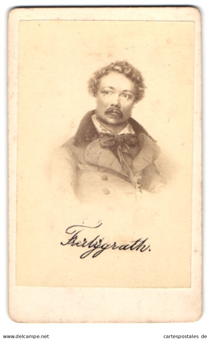 Fotografie Lyriker Ferdinand Freiligrath Im Portrait  - Famous People