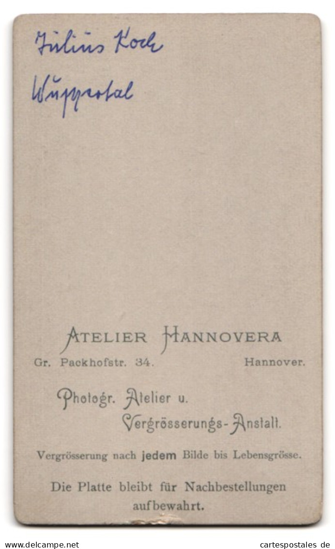 Fotografie Atelier Hannovera, Hannover, Gr. Packhofstr. 34, Portrait Ulan Julius Koch In Uniform Mit Epauletten  - Krieg, Militär