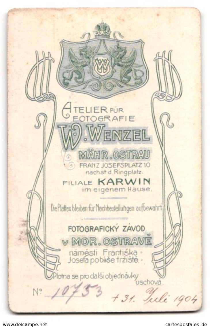 Fotografie W. Wenzel, Mährisch Ostrau, Franz Josefsplatz 10, Portrait Herr Mit Vollbart, Halbglatze & Zwicker  - Personnes Anonymes