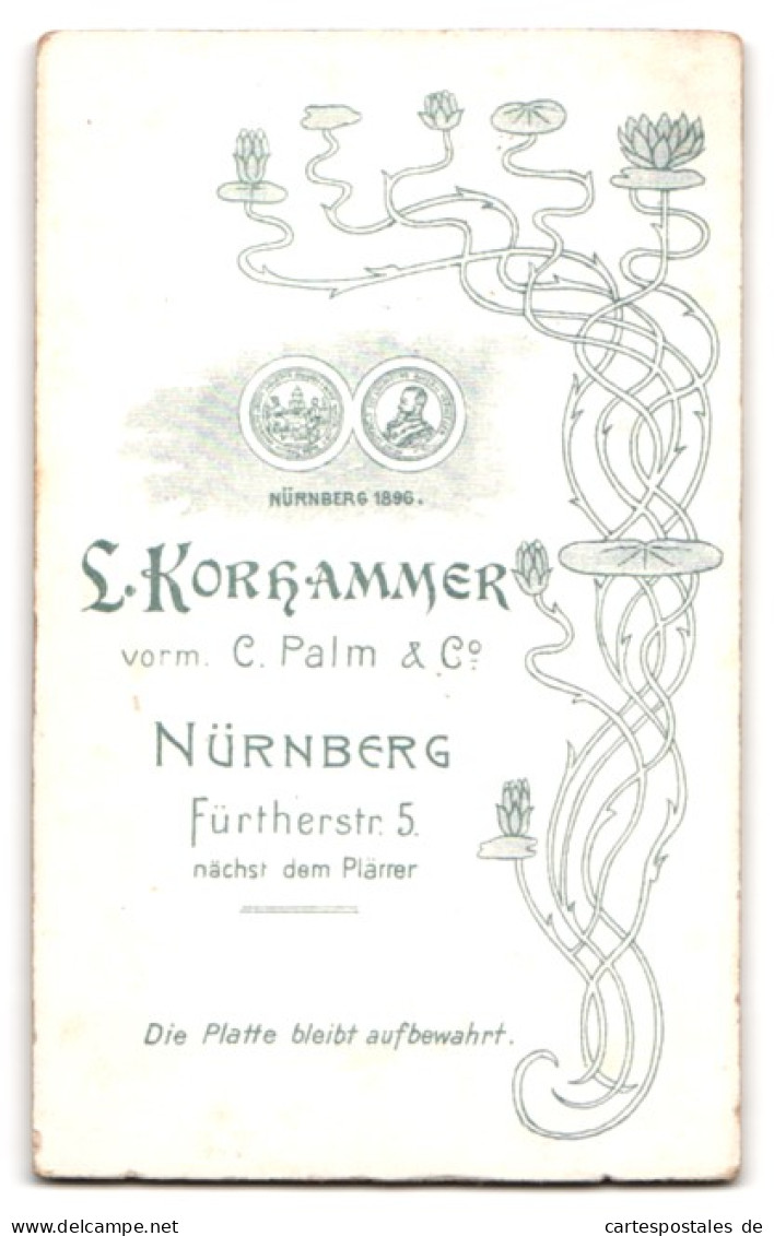 Fotografie L. Korhammer, Nürnberg, Fürtherstr. 5, Soldat Lorenz Hitz, Schulterstück Einjährig Freiwilliger  - Anonieme Personen