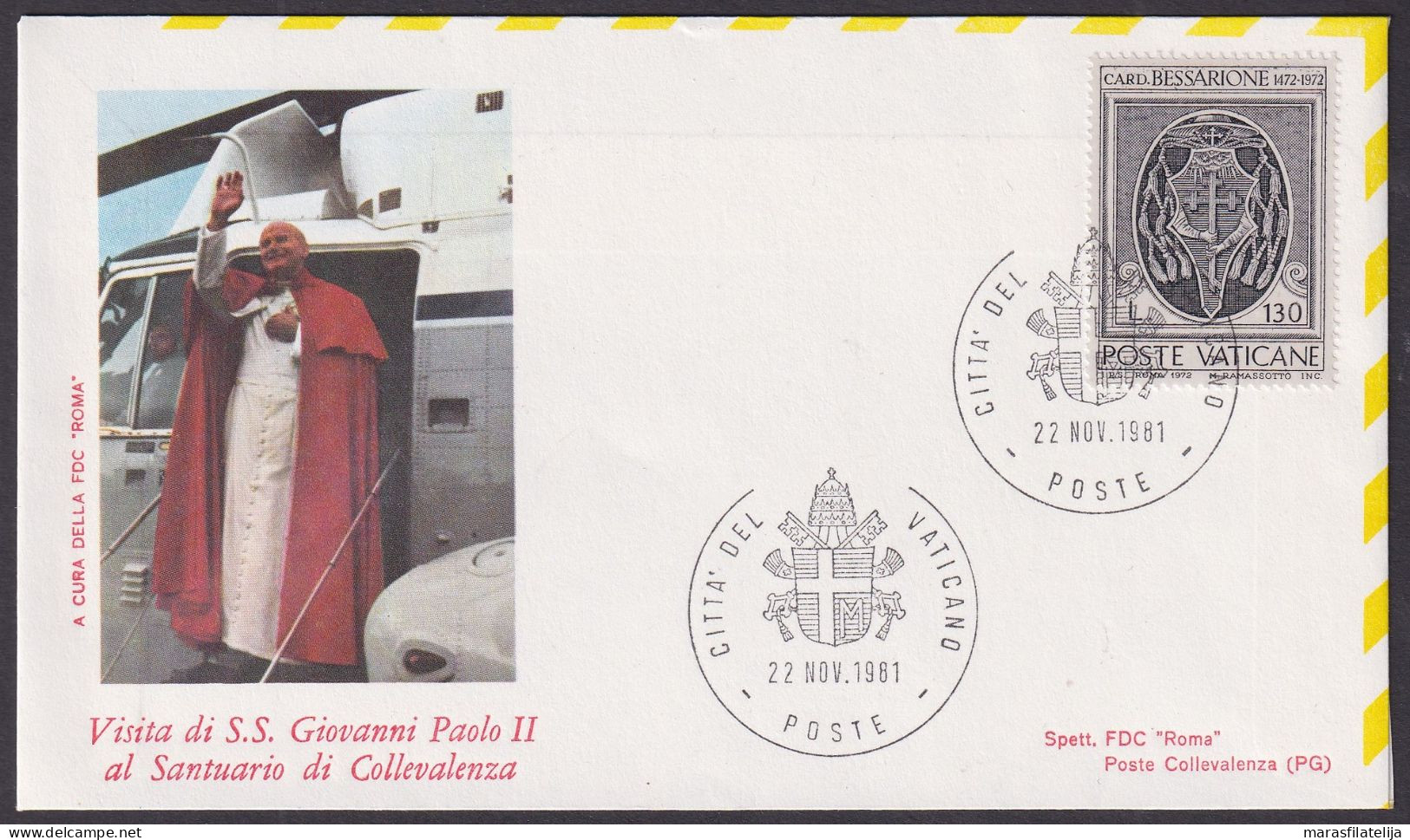 Vatican 1981, Pope Paul John II Visit Santuario Di Collevalenza, Special Cover - Sonstige & Ohne Zuordnung