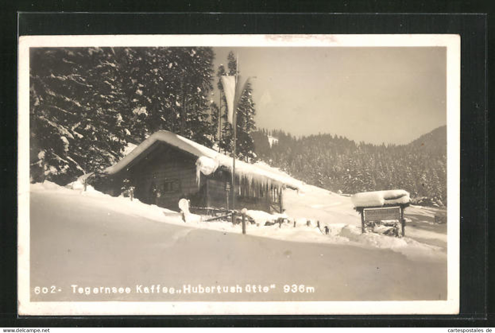 AK Tegernsee, Café Hubertushütt`n Im Schnee  - Tegernsee